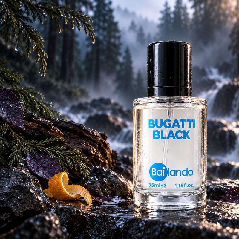 عطر جیبی مردانه بایلندو مدل Bugatti Black با رایحه گرم و تلخ حجم 35 میلی لیتر