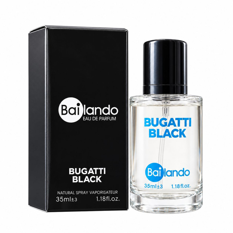 عطر جیبی مردانه بایلندو مدل Bugatti Black با رایحه گرم و تلخ حجم 35 میلی لیتر