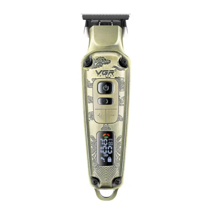 ماشین اصلاح موی سر و صورت وی جی ار مدل V-901 تیغه کربن استیل، منبع تغذیه برق و باتری، نحوه اصلاح برش مستقیم، وزن 400 گرم