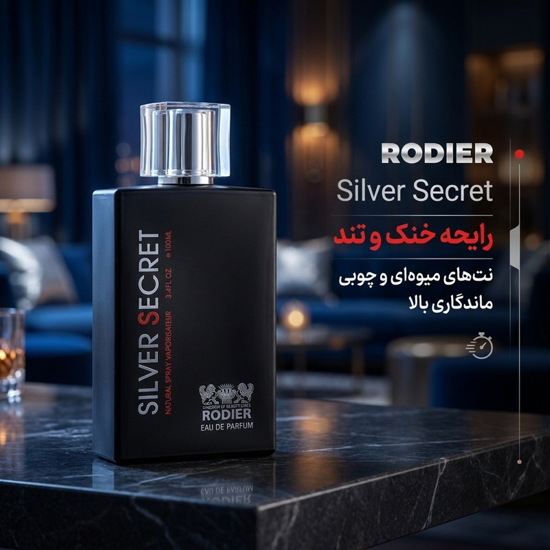 ادو پرفیوم مردانه رودیر مدل Silver Secret حجم 100 میلی لیتر